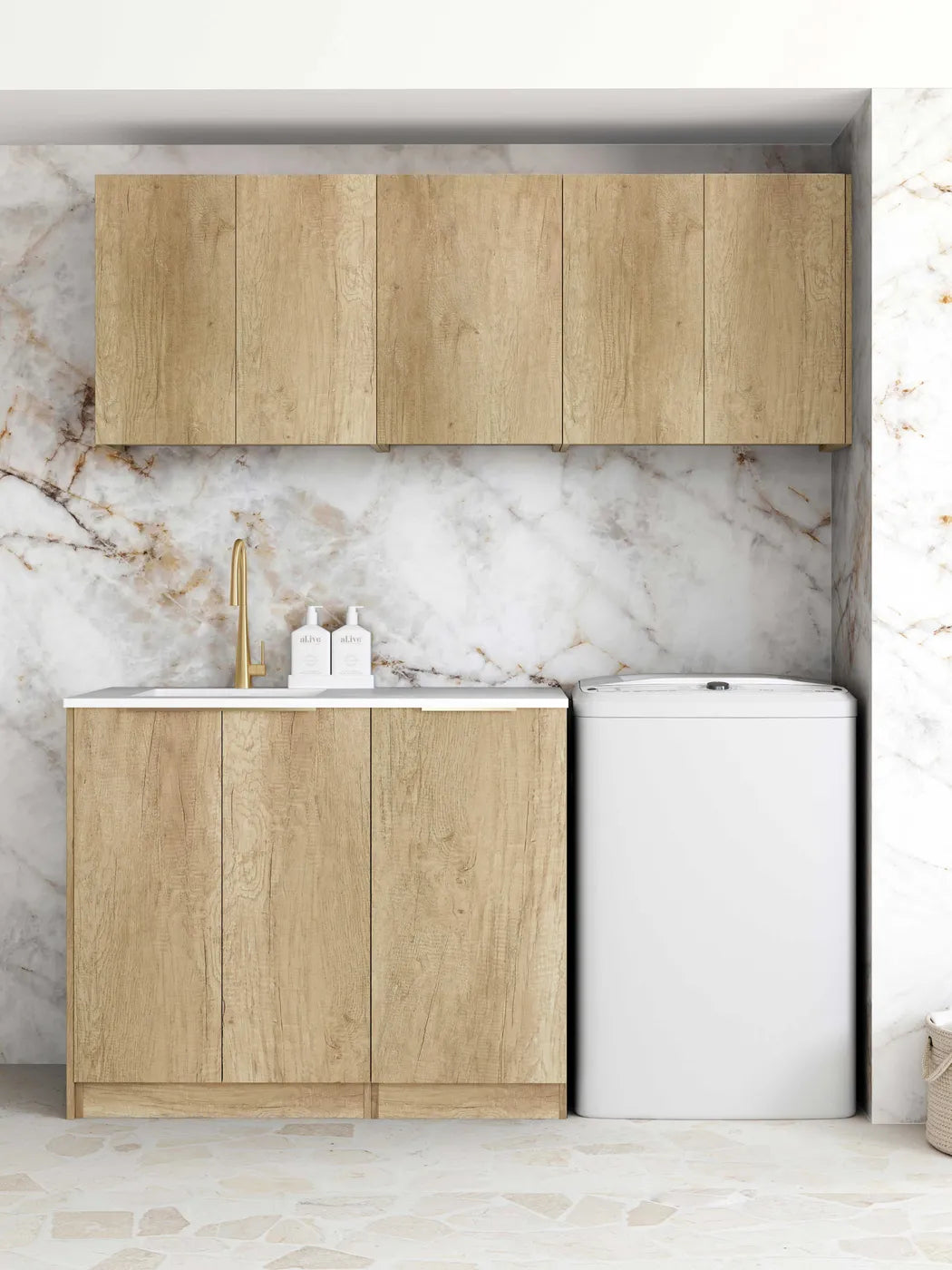 Byron/Bondi Natural Oak Laundry Kit 1715x600x2100