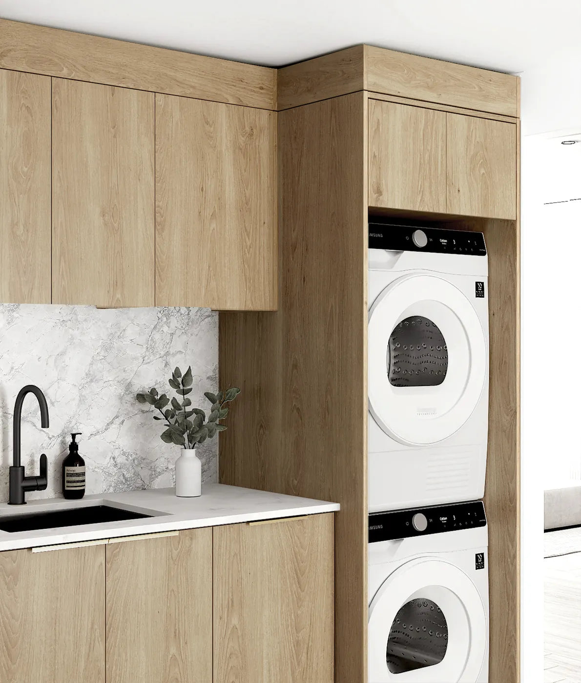 Byron/Bondi Natural Oak Laundry Kit 1715x600x2100