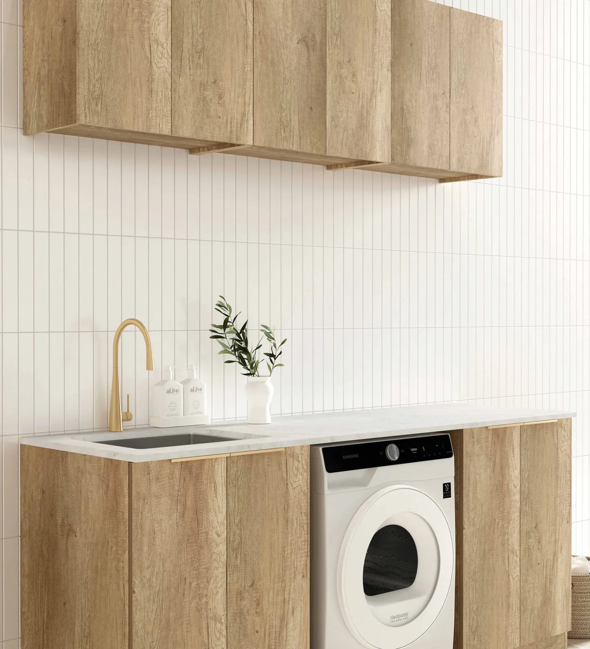 Byron/Bondi Natural Oak Laundry Kit 1960x600x2100