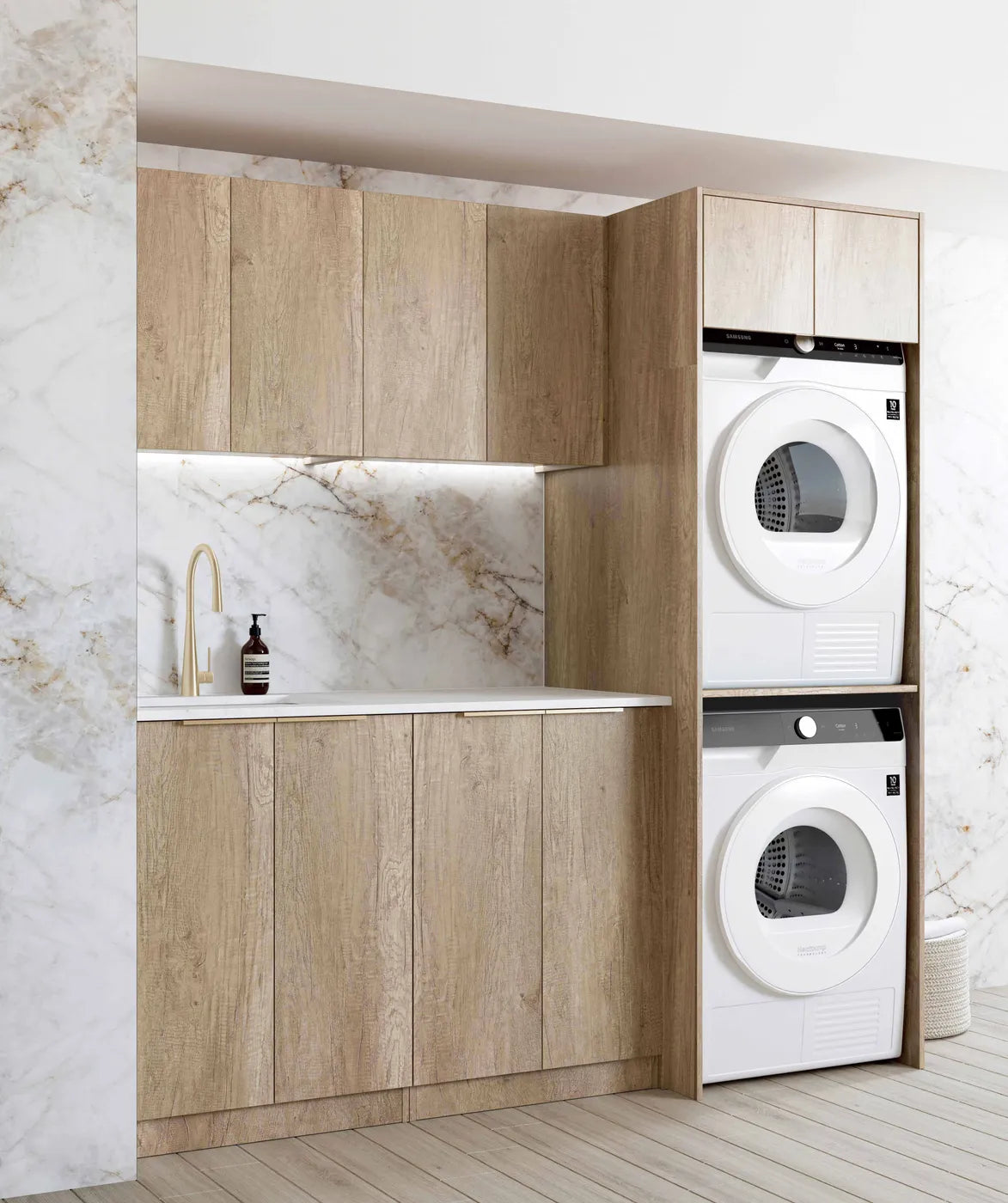 Byron/Bondi Natural Oak Laundry Kit 1960x600x2100