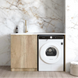 Byron Natural Oak Base Laundry Cabinet with Stone Top and Sink 1300x600x900