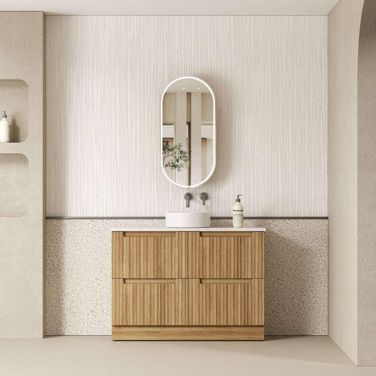 Lovina 1200mm Harvest Oak Floor Standing Vanity - Fluted