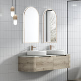 Hamilton 1500 Oak Wall Hung Vanity - Curve