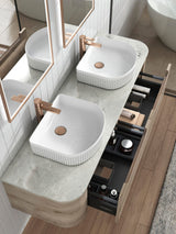 Hamilton 1500 Oak Wall Hung Vanity - Curve