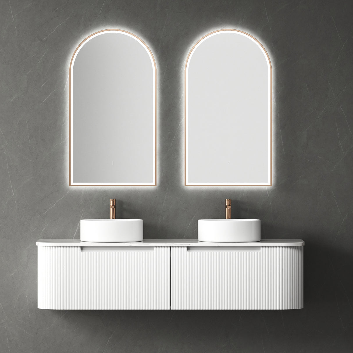 Petra Mark II 1500 mm Matte White Wall Hung Vanity - Curve Fluted