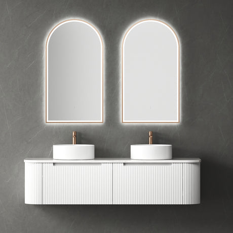 Petra Mark II 1500 mm Matte White Wall Hung Vanity - Curve Fluted