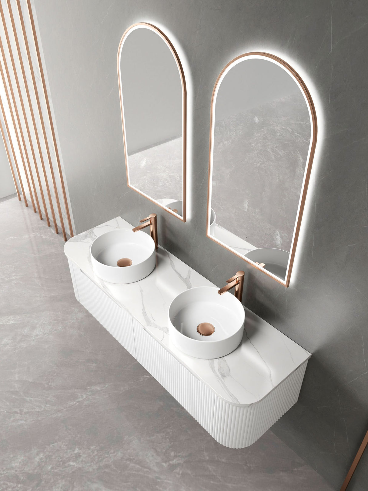 Petra Mark II 1500 mm Matte White Wall Hung Vanity - Curve Fluted
