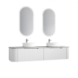 Petra Mark II 1800 mm Matte White Wall Hung Vanity - Curve Fluted