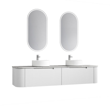 Petra Mark II 1800 mm Matte White Wall Hung Vanity - Curve Fluted