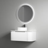 Petra Mark II 900 mm Matte White Wall Hung Vanity - Curve Fluted