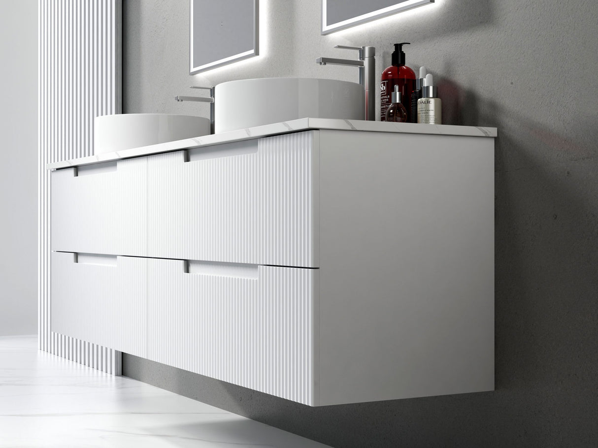 Verona Mark II 1800mm Matte White Wall Hung Vanity - Fluted