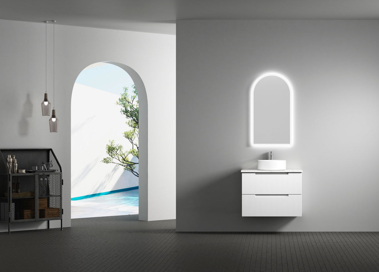Verona Mark II 750mm Matte White Wall Hung Vanity - Fluted