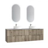 Tuscana 1800mm Oak Wall Hung Vanity - Fluted