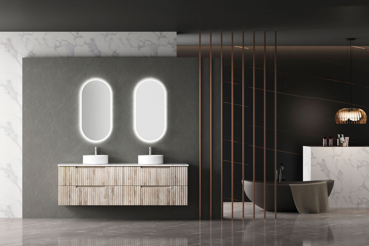 Tuscana 1800mm Oak Wall Hung Vanity - Fluted