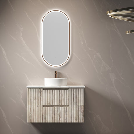 Tuscana 900mm Oak Wall Hung Vanity - Fluted