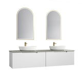 Perla Mark II 1800mm Matte White Wall Double Hung Vanity-  Fluted