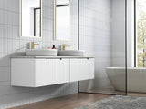 Perla Mark II 1800mm Matte White Wall Double Hung Vanity-  Fluted