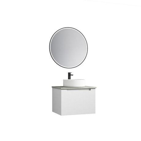 Perla Mark II 600mm Matte White Wall Hung Vanity - Fluted