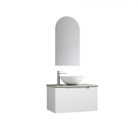 Perla Mark II 750mm Matte White Wall Hung Vanity - Fluted