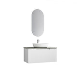 Perla Mark II 900mm Matte White Wall Hung Vanity - Fluted