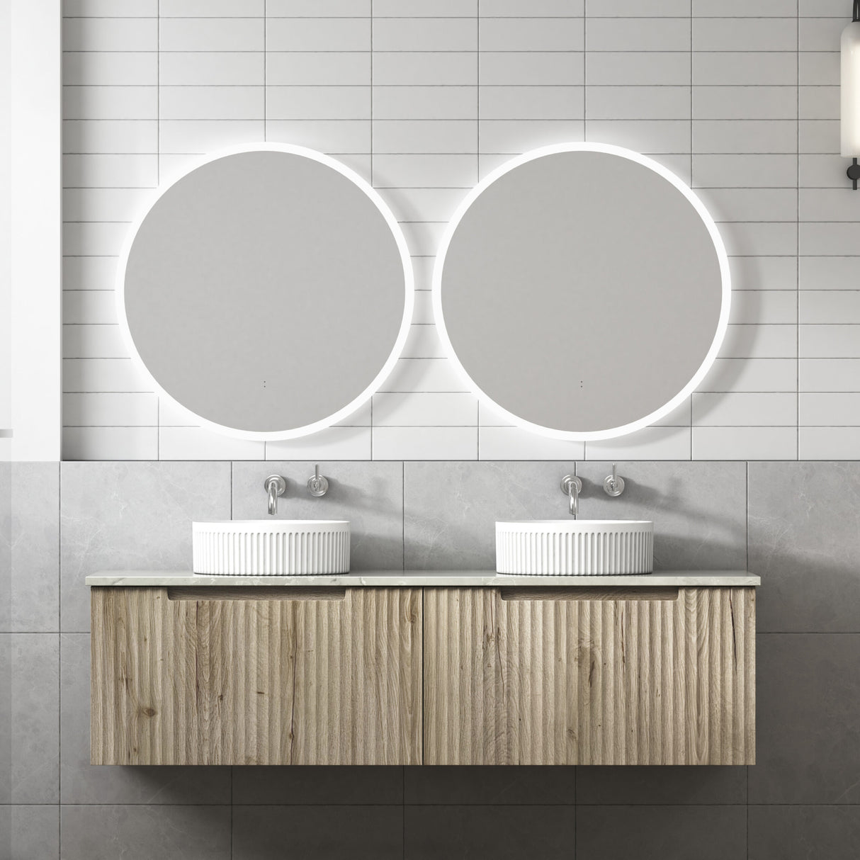 Calder 1500mm Oak Wall Hung Single Vanity - Fluted