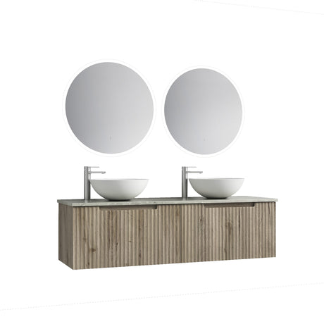 Calder 1500mm Oak Wall Hung Double Vanity - Fluted