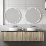Calder 1800mm Oak Wall Hung Double Vanity - Fluted