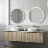 Calder 1800mm Oak Wall Hung Double Vanity - Fluted