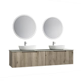 Calder 1800mm Oak Wall Hung Double Vanity - Fluted