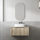 Calder 900mm Oak Wall Hung Vanity - Fluted