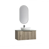 Calder 900mm Oak Wall Hung Vanity - Fluted