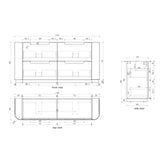 Varcelli 1800mm Matte White Floor Standing Vanity - Curve Fluted