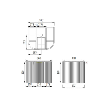 Technical drawing of a bathroom layout with dimensions