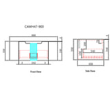 Technical drawings of a product with dimensions labeled, including 'Front View' and 'Side View'.