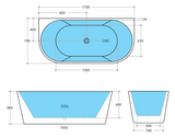 Elivia Freestanding Back to Wall Bath 1700mm Non Overflow - Gloss White