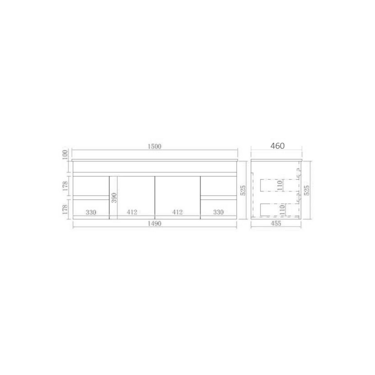 EVIE PVC Wall Hung Vanity 1500mm