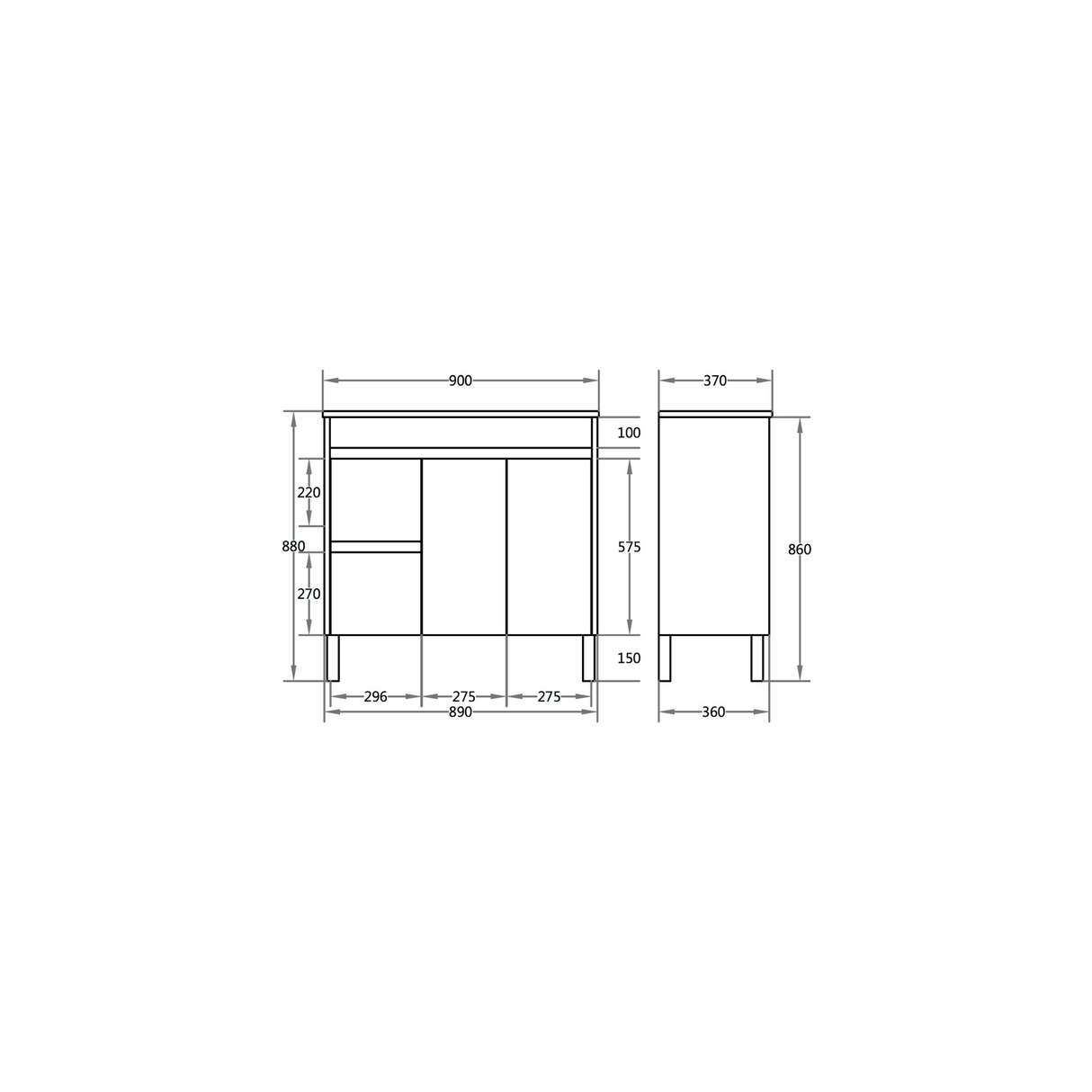 EVIE Floor Vanity 900mm