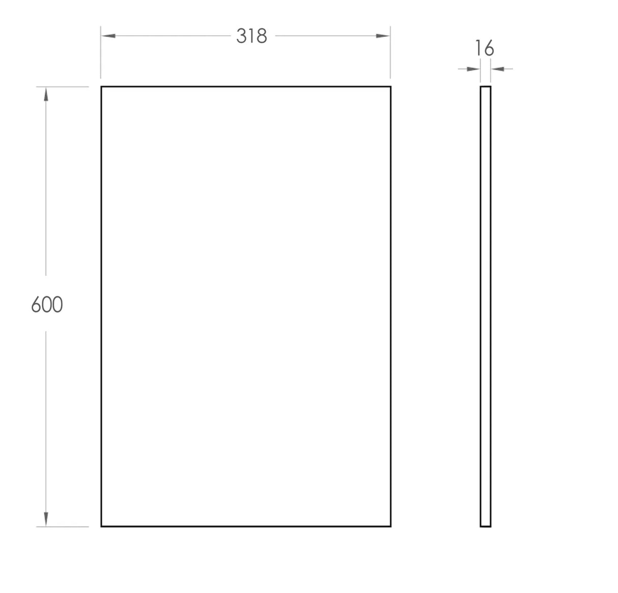 Drawing Filler 600x322x16 Polyurethane Black