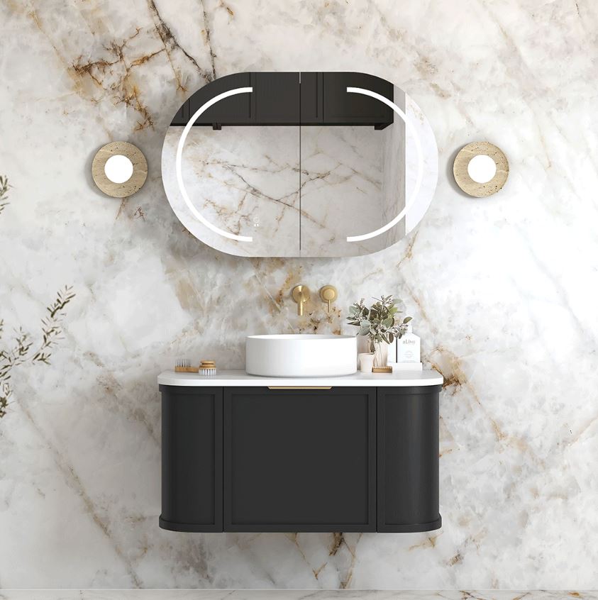 Hampshire Wall Hung Vanity Curve 900mm - Black