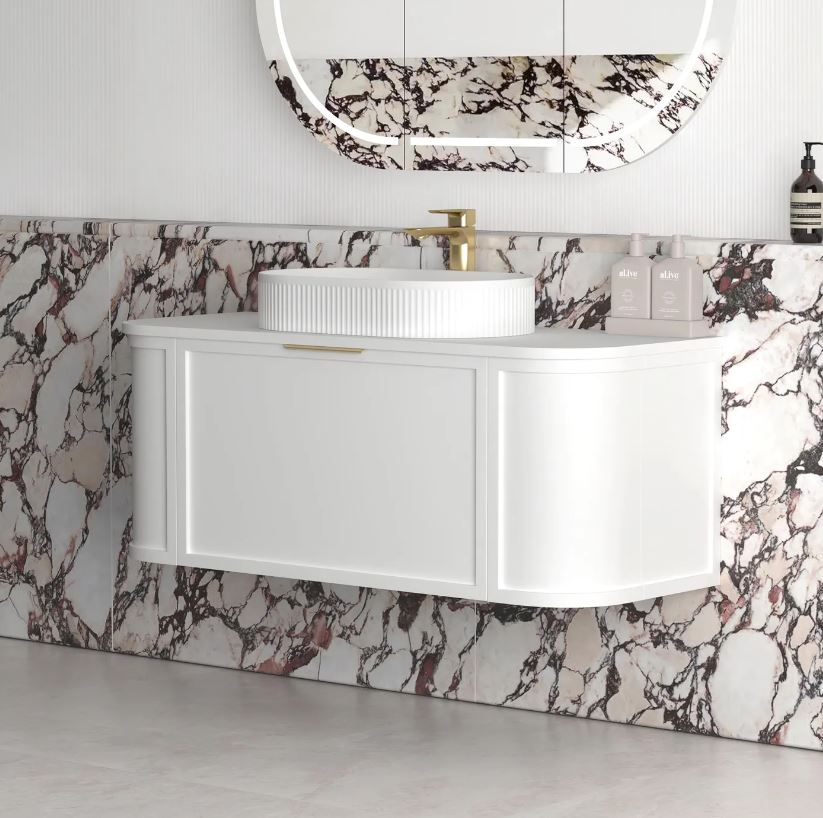 Hampshire Wall Hung Vanity Curve 1200mm - White