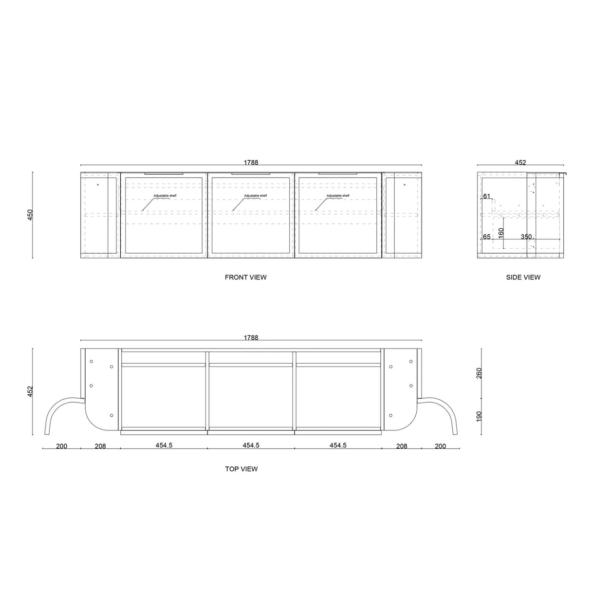 Hampshire Wall Hung Vanity Curve 1800mm - White