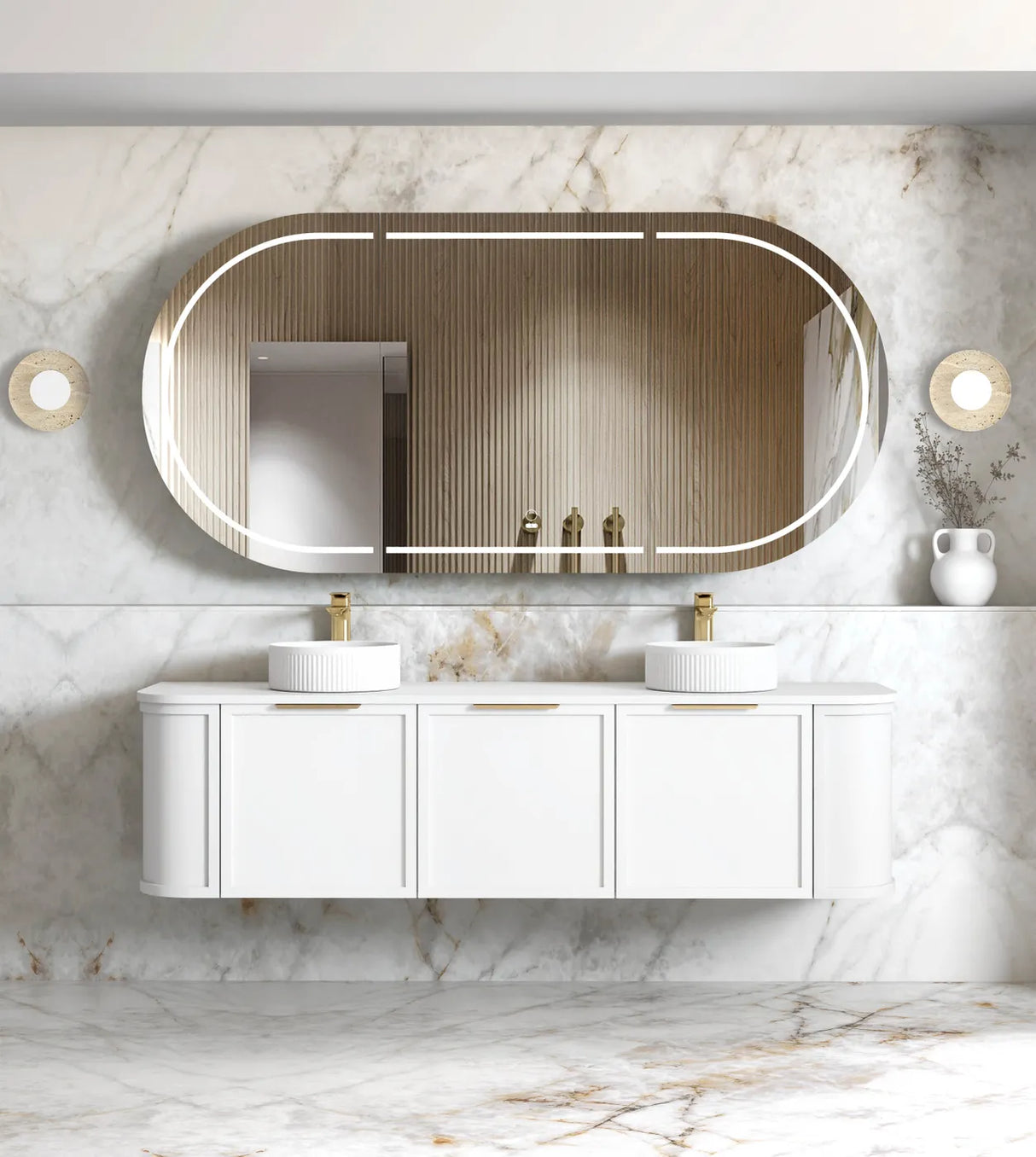 Hampshire Wall Hung Vanity Curve 1800mm - White