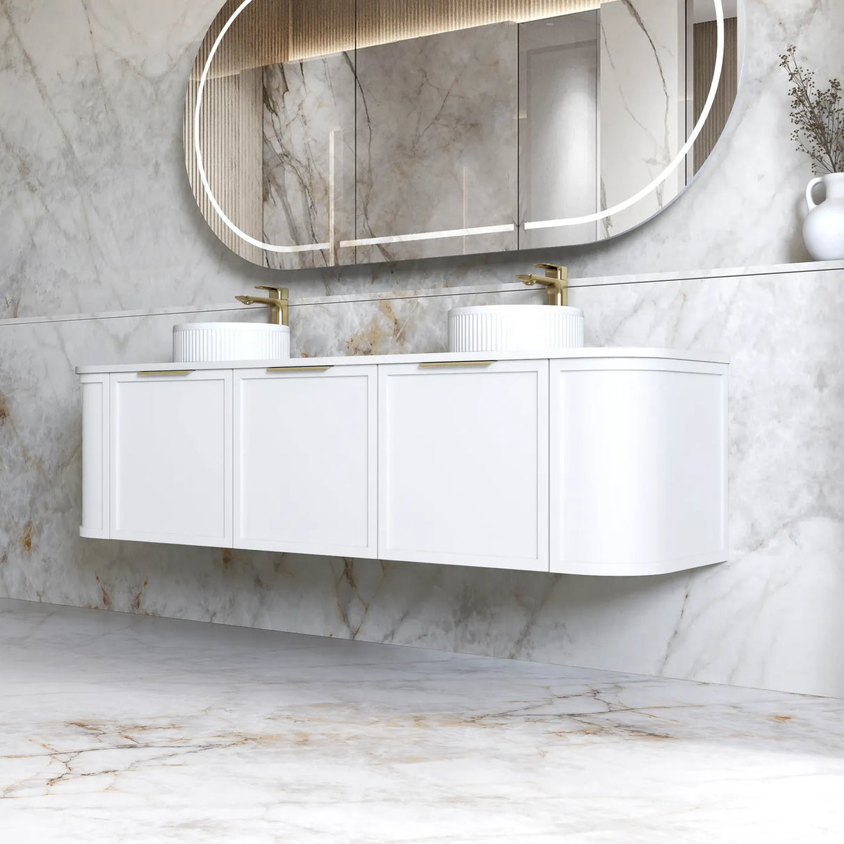 Hampshire Wall Hung Vanity Curve 1800mm - White