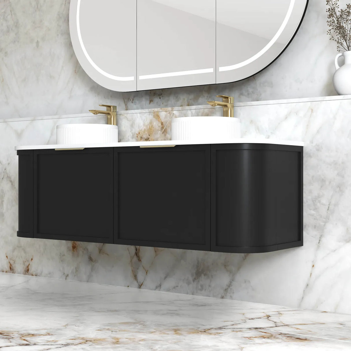 Hampshire Wall Hung Vanity Curve 1500mm - Black