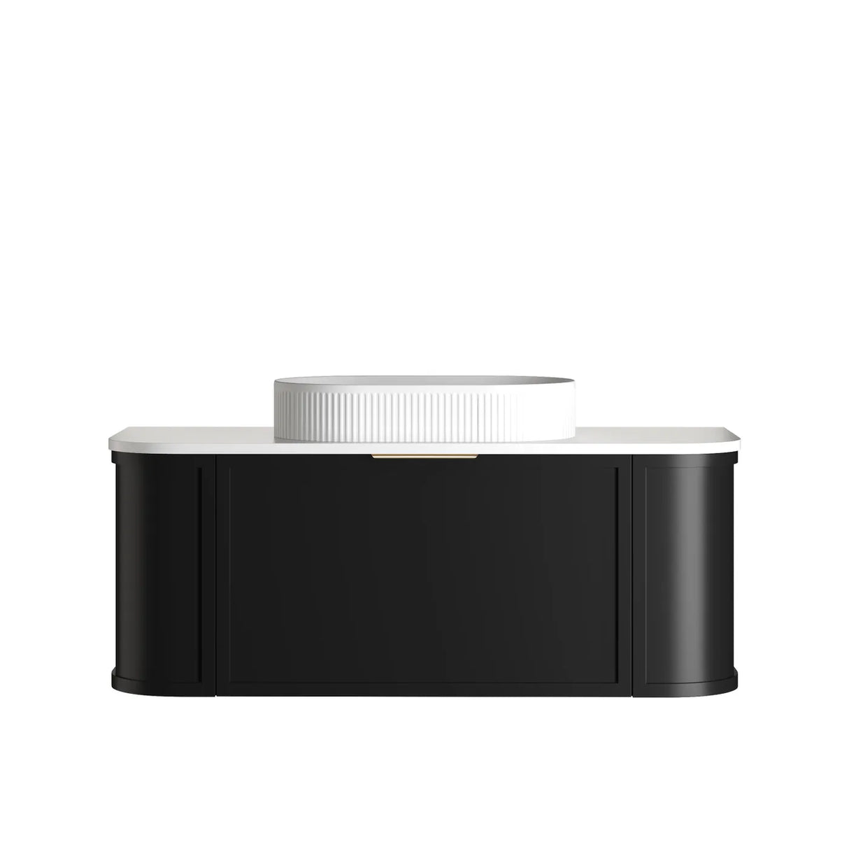 Hampshire Wall Hung Vanity Curve 1200mm - Black with white basin