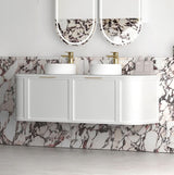 Bathroom with installed Hampshire Wall Hung Vanity Curve 1500mm - White