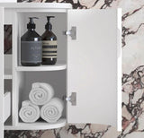 Hampshire Wall Hung Vanity Curve 1500mm - White with towel and liquid soap