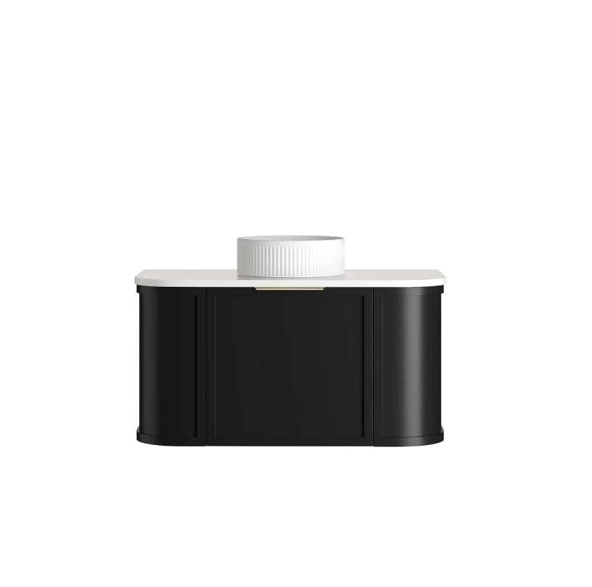 Hampshire Wall Hung Vanity Curve 900mm - Black with white basin