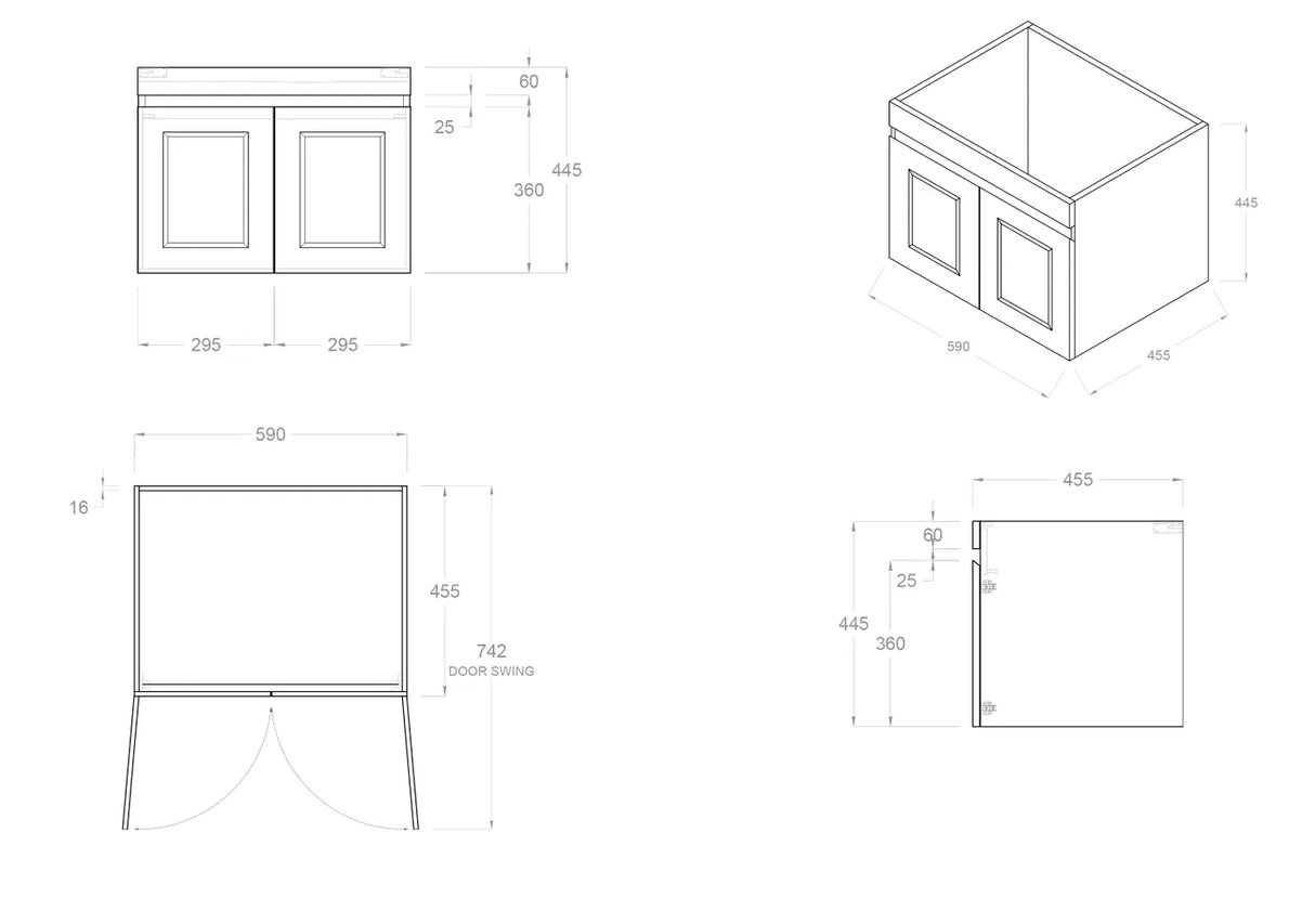 Hampton MKII 600mm Matte White Wall Hung Vanity