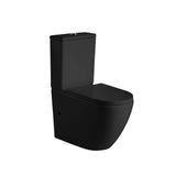 Black toilet on a white background